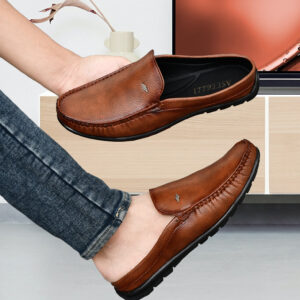 Men’s Synthetic Leather Back-Open Loafers – Effortless Style, Instant Comfort