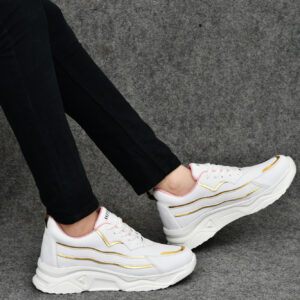 Women’s White Golden Trim Sneakers – Style Meets Comfort